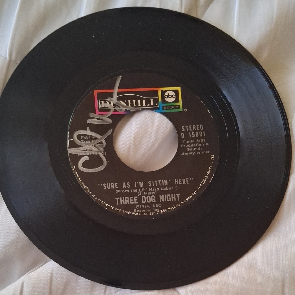 Three Dog Night Vinyl Record. RIP Chuck Negron.  Signed By Chuck Negron..